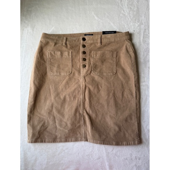 Jones New York Dresses & Skirts - Jones New York Corduroy Skirt Tan High Waist Button Front Size 16 NEW